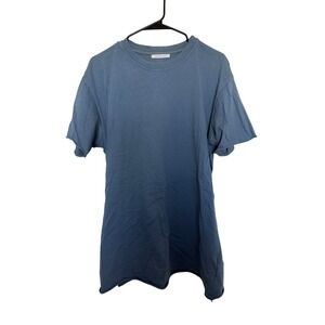 John Elliott Anti-Expo Tee Mens Blue Slate Raw Edge Cotton T-Shirt Size 2 M